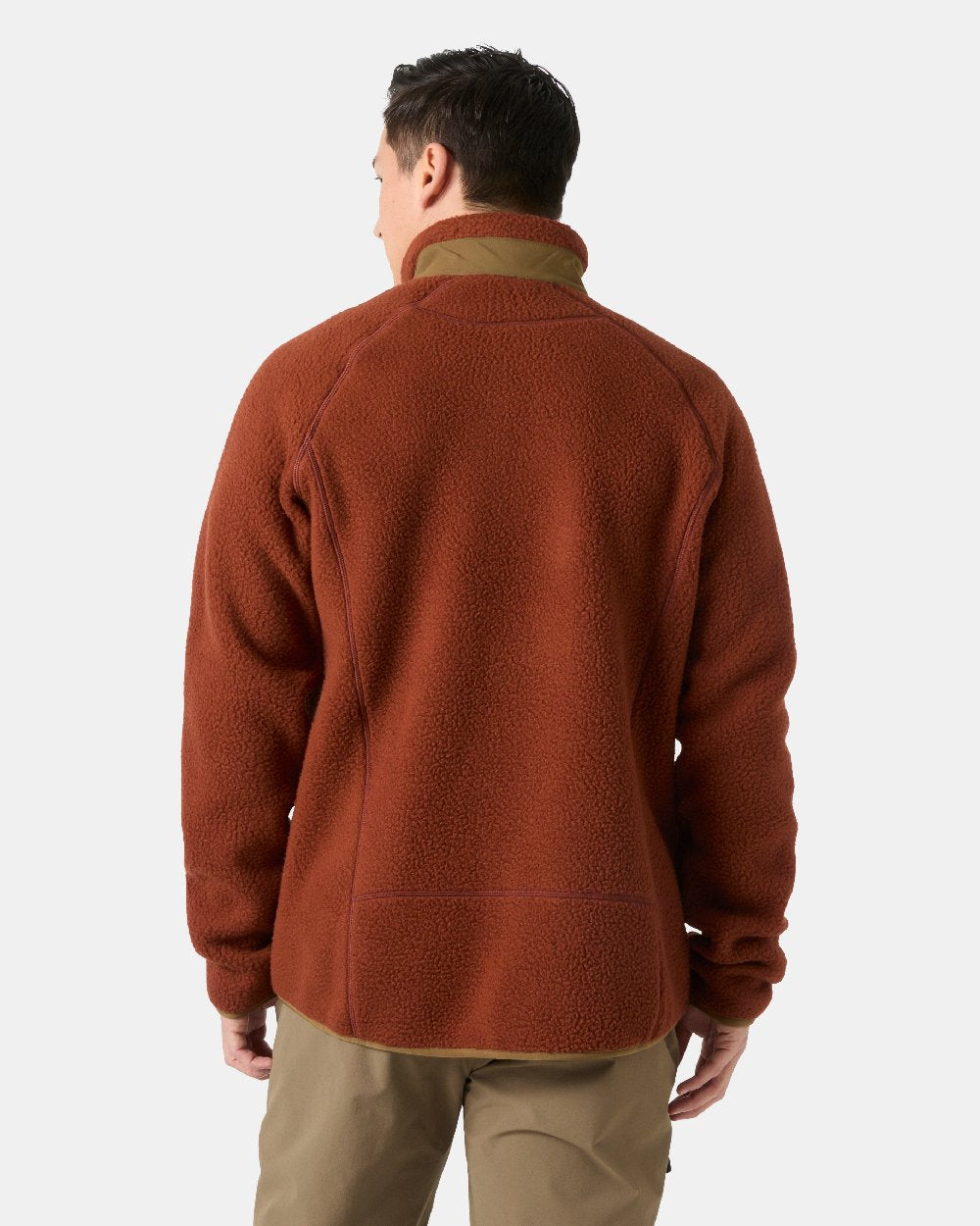Iron Oxide Coloured Helly Hansen mens Panorama Pile Block Jacket on White Background