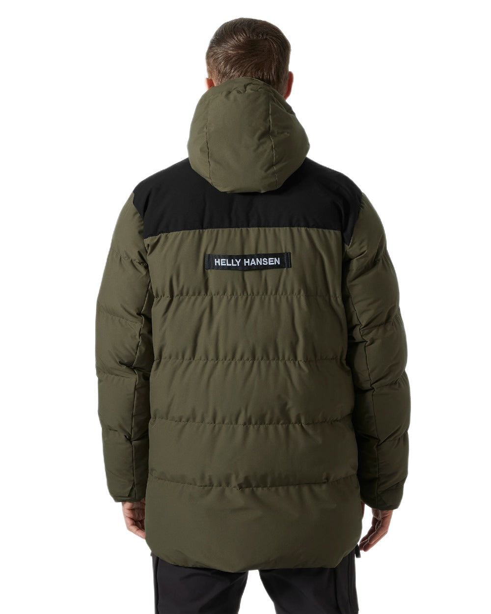 Utility Green Coloured Helly Hansen Mens Patrol Puffy Jacket on white background