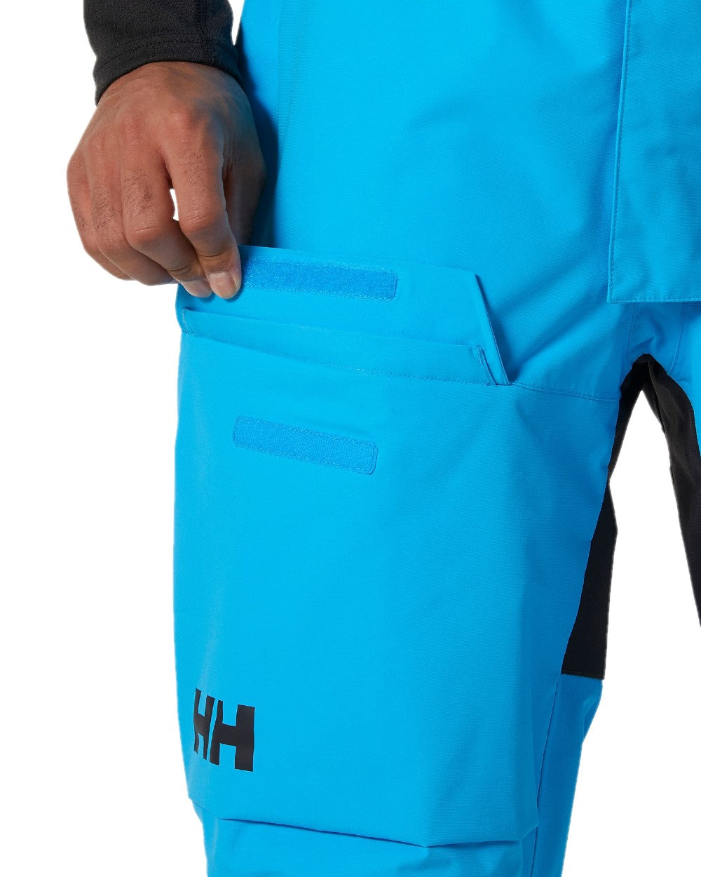 Cyan coloured Helly Hansen Mens Pier 4.0 Bib on white background