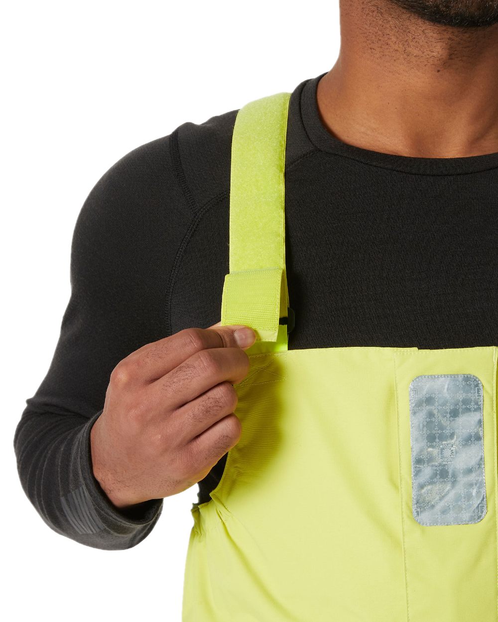 Cyber Lime coloured Helly Hansen Mens Pier 4.0 Bib on white background