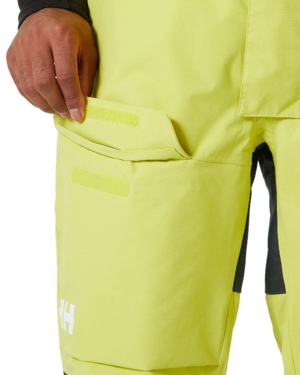 Cyber Lime coloured Helly Hansen Mens Pier 4.0 Bib on white background