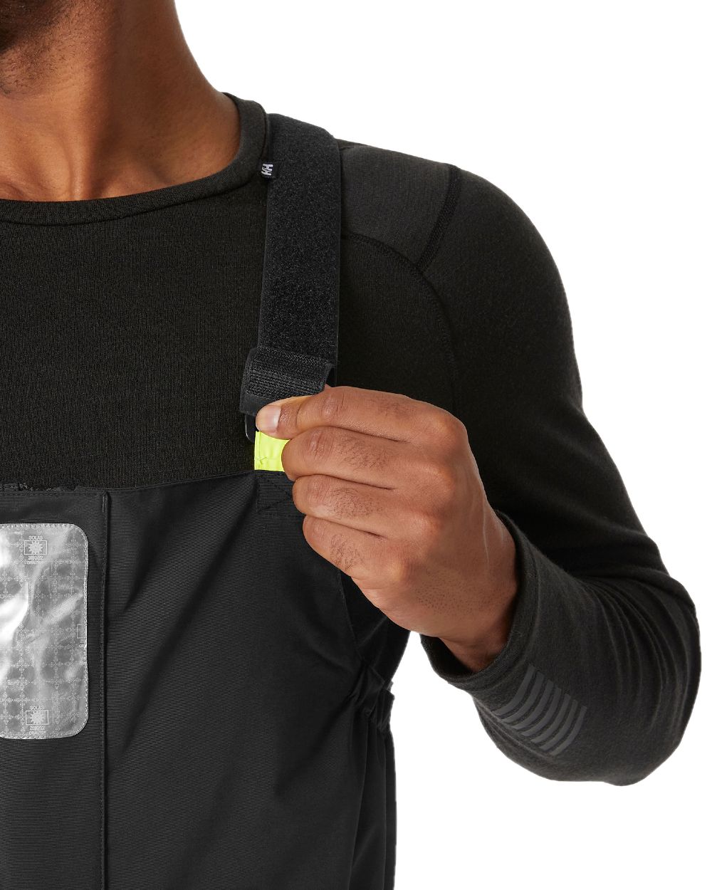 Ebony coloured Helly Hansen Mens Pier 4.0 Bib on white background