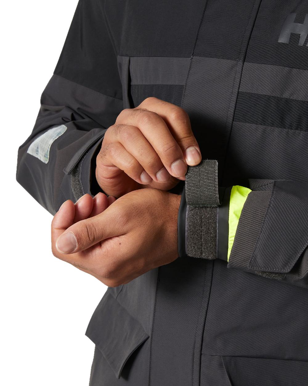 Ebony coloured Helly Hansen Mens Pier 4.0 Jacket on white background