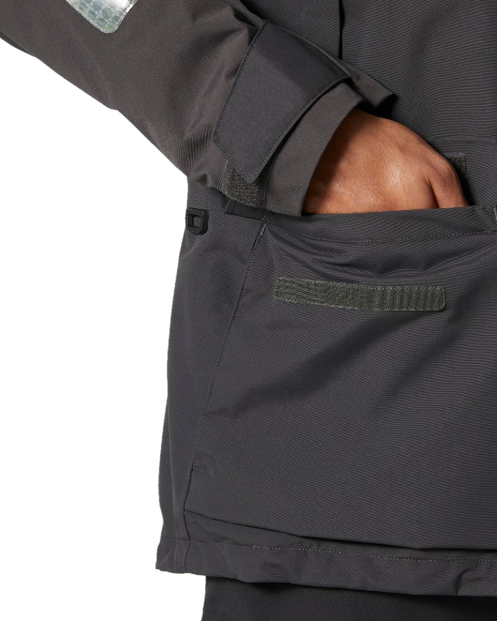 Ebony coloured Helly Hansen Mens Pier 4.0 Jacket on white background