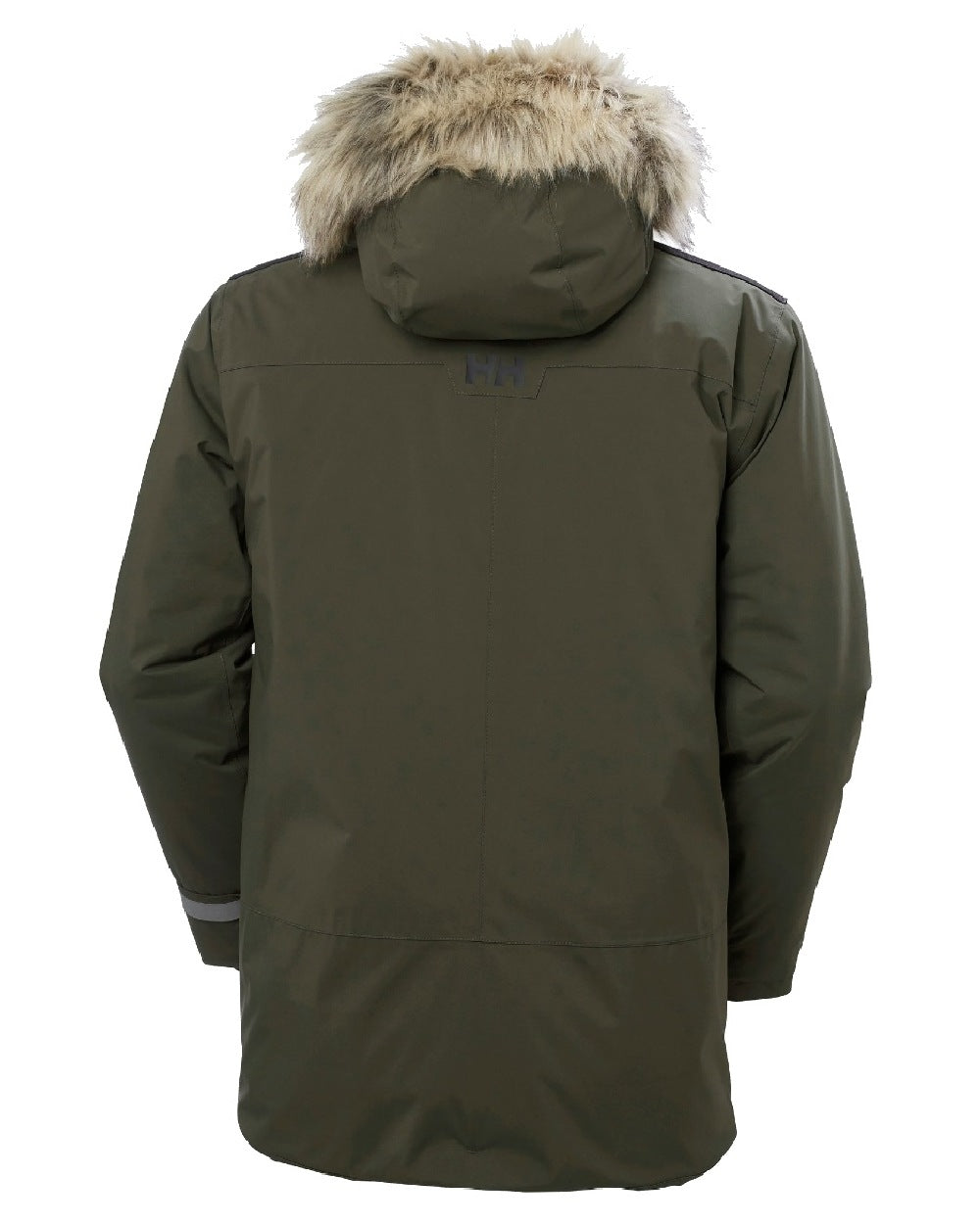 Utility Green coloured Helly Hansen Mens Reine Winter Parka on white background