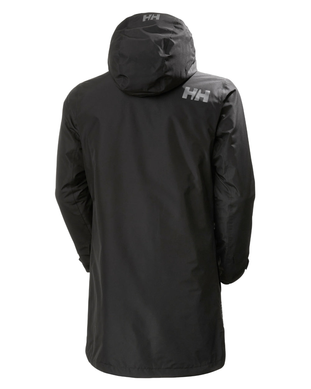 Black Coloured Helly Hansen Mens Rigging Coat on white background
