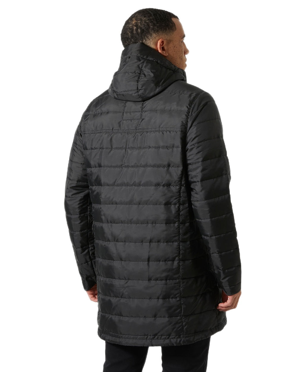 Black Coloured Helly Hansen Mens Rigging Coat on white background
