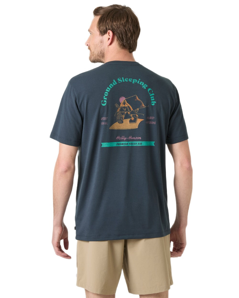 Alpine Frost Coloured Helly Hansen Mens Skog Recycled Graphic T-Shirt on white background