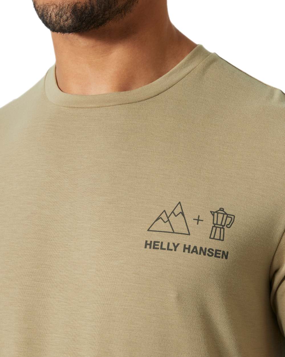 Pebble Coloured Helly Hansen Mens Skog Recycled Graphic T-Shirt on white background