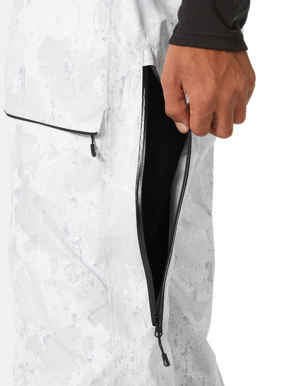 Grey Fog Snow Camo Aop Coloured Helly Hansen Mens Sogn Bib Shell Pant on white background