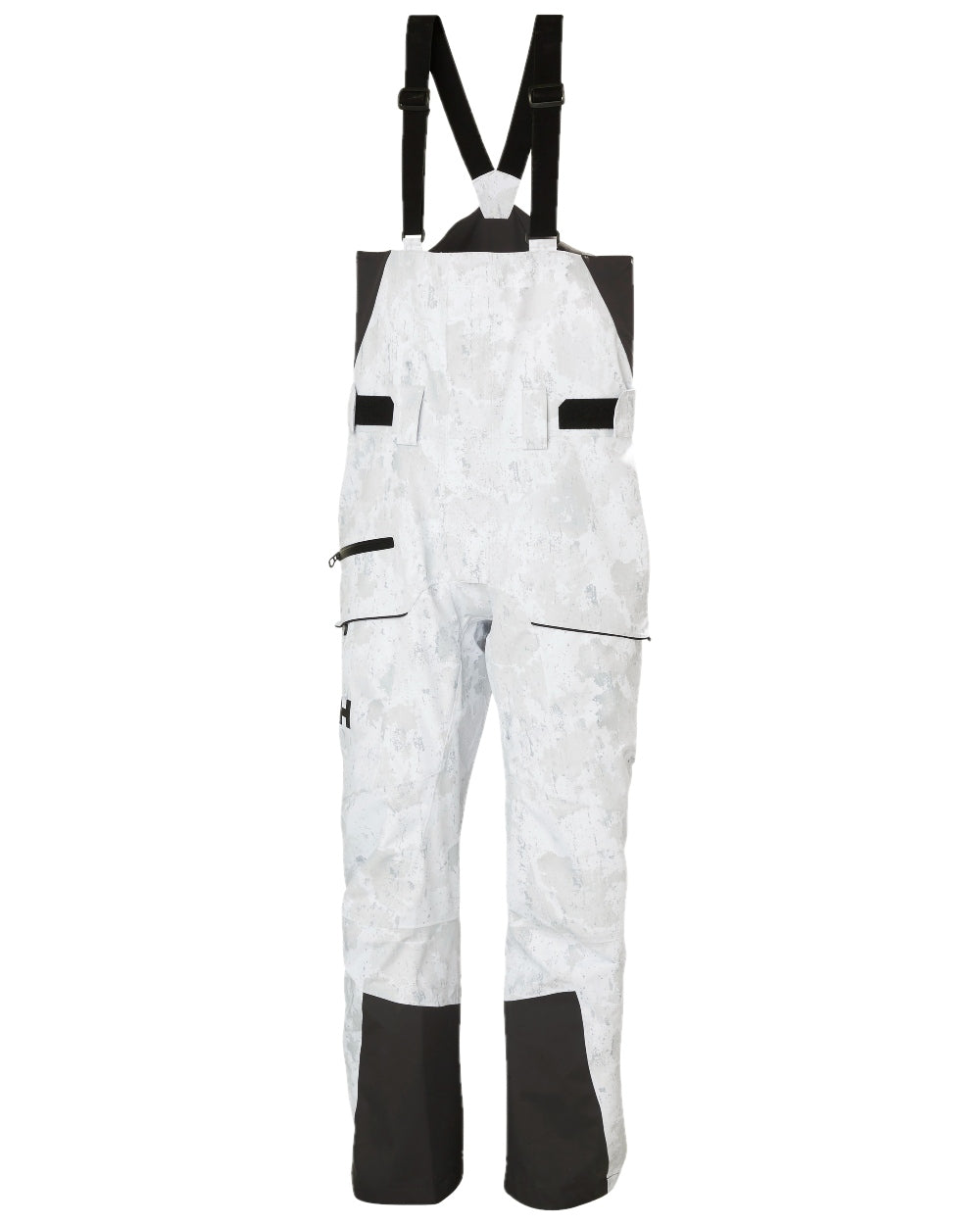 Grey Fog Snow Camo Aop Coloured Helly Hansen Mens Sogn Bib Shell Pant on white background
