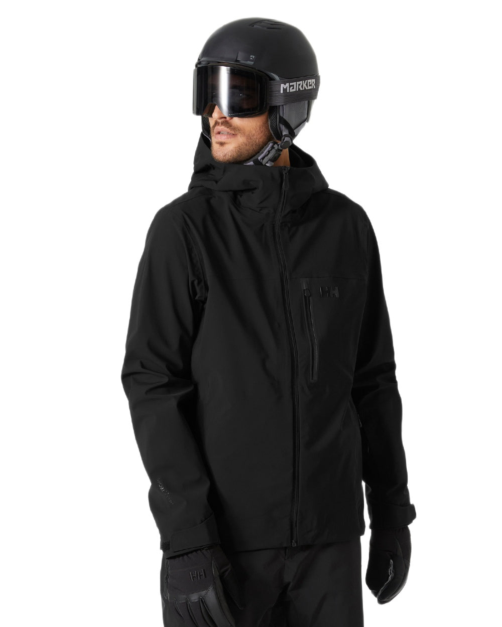 Black Coloured Helly Hansen Mens Swift 3 Layer Shell Jacket on white background