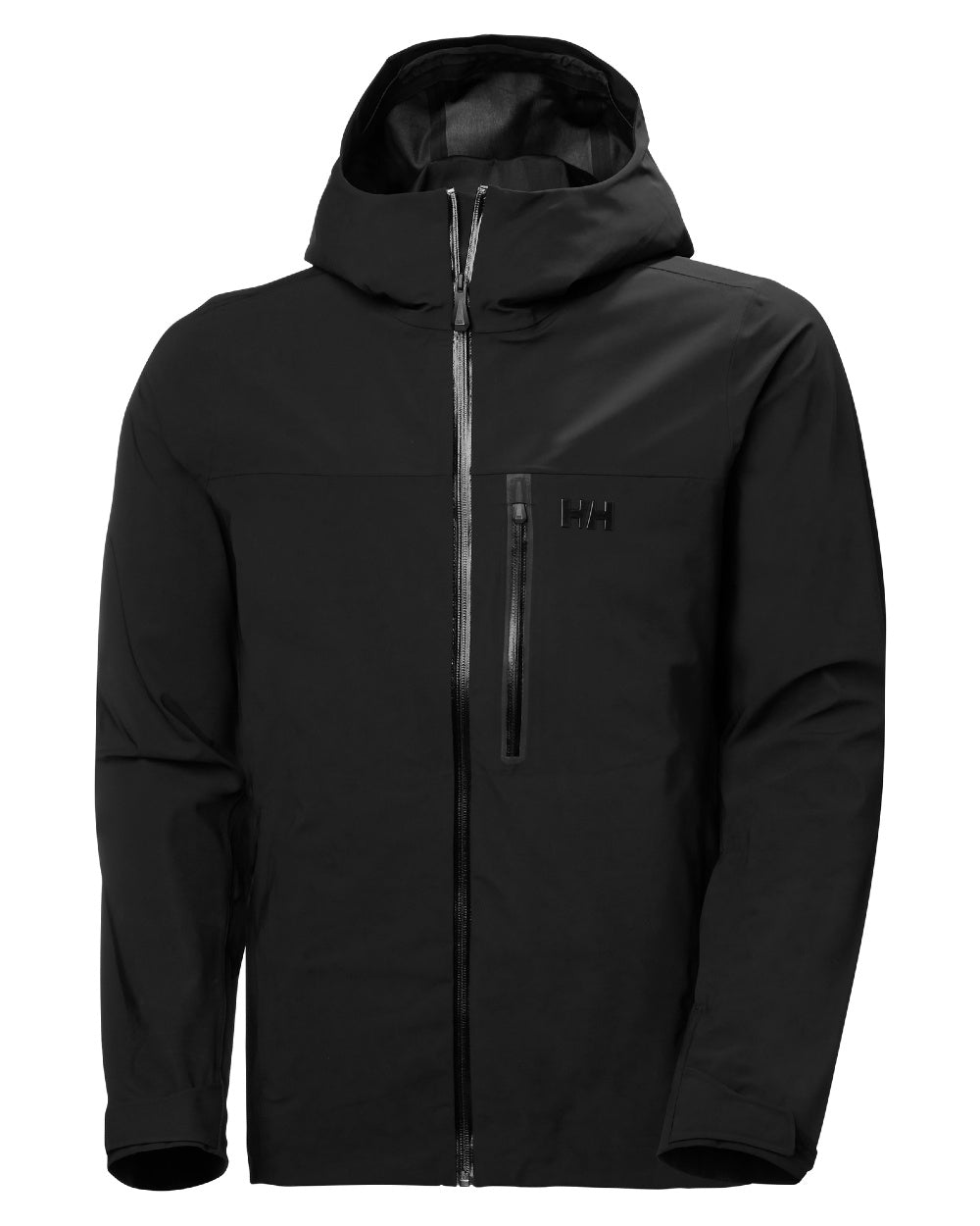 Black Coloured Helly Hansen Mens Swift 3 Layer Shell Jacket on white background