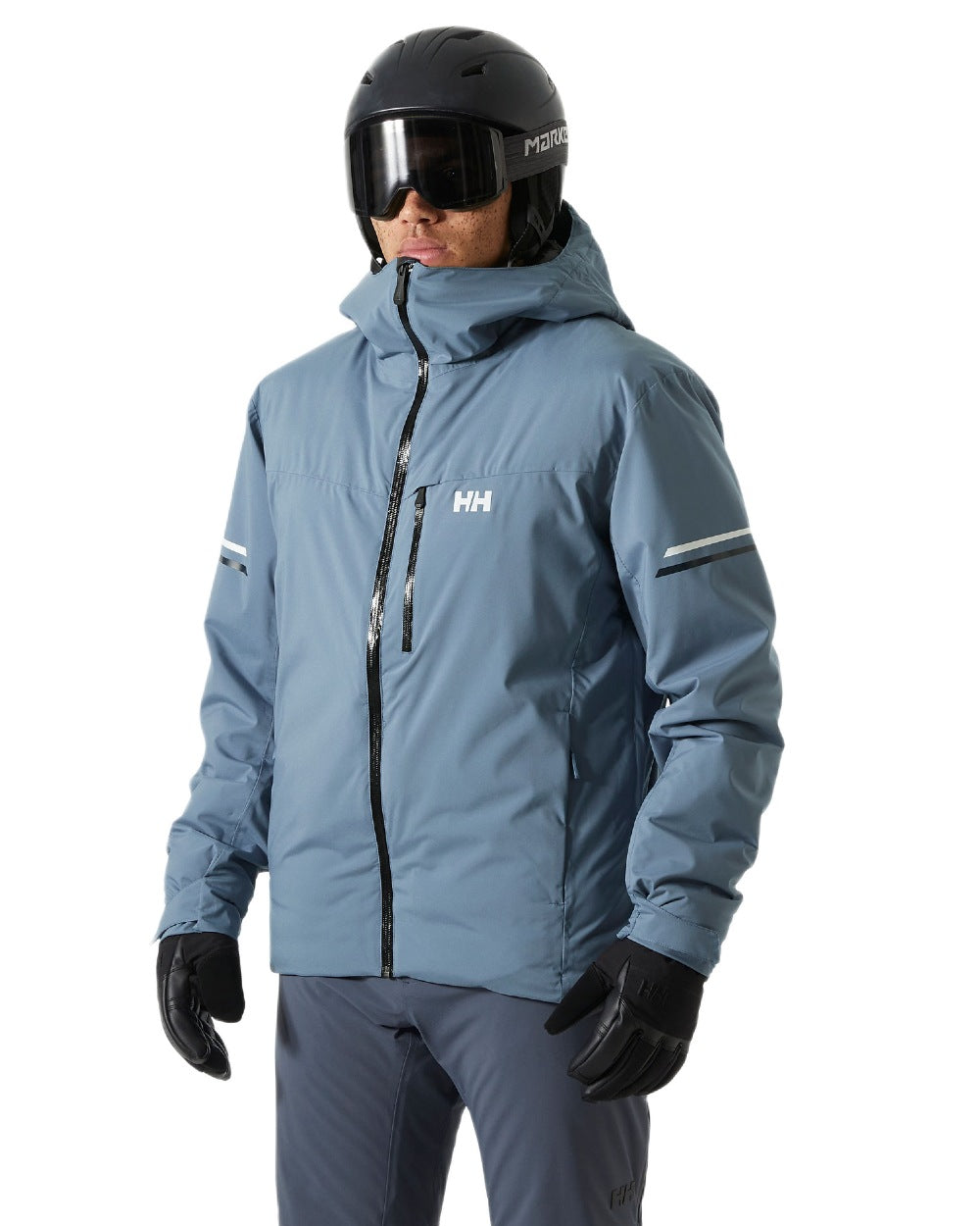Washed Navy Coloured Helly Hansen Mens Swift Team Insulated Ski Jacket on white background
