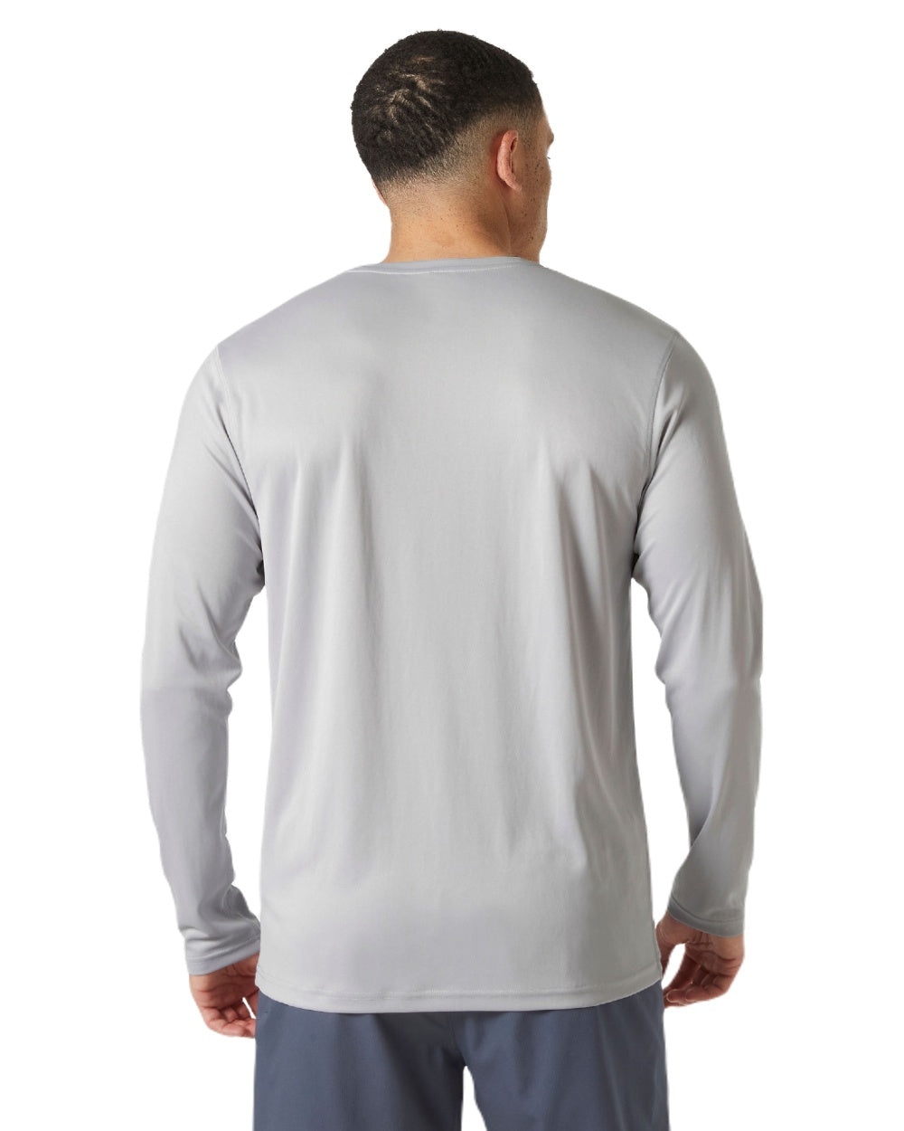 Grey Fog coloured Helly Hansen Mens Tech Crew Long Sleeve T-Shirt 2.0 on white background