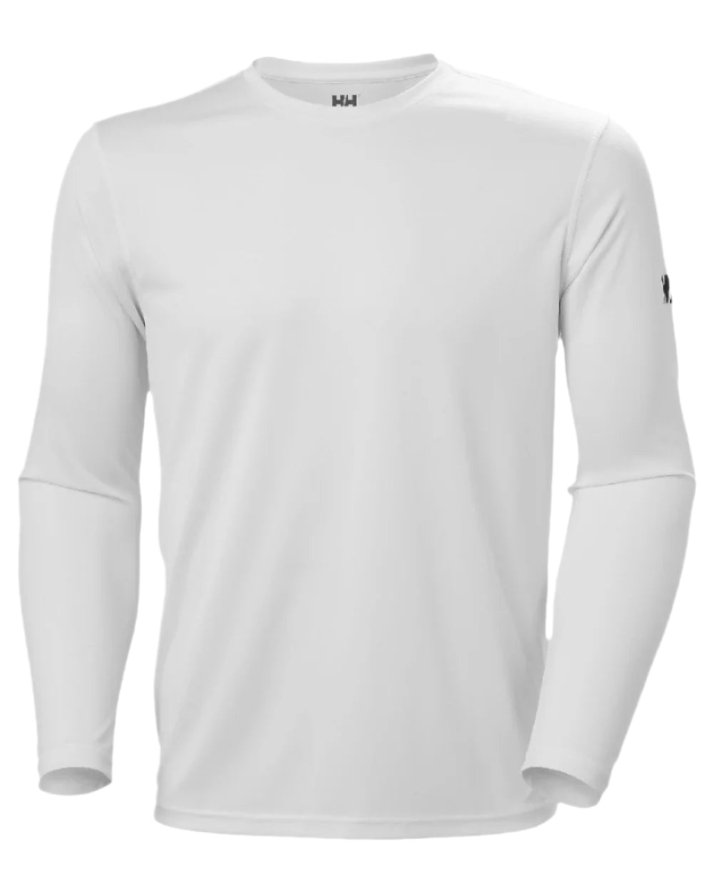 White coloured Helly Hansen Mens Tech Crew Long Sleeve T-Shirt 2.0 on white background