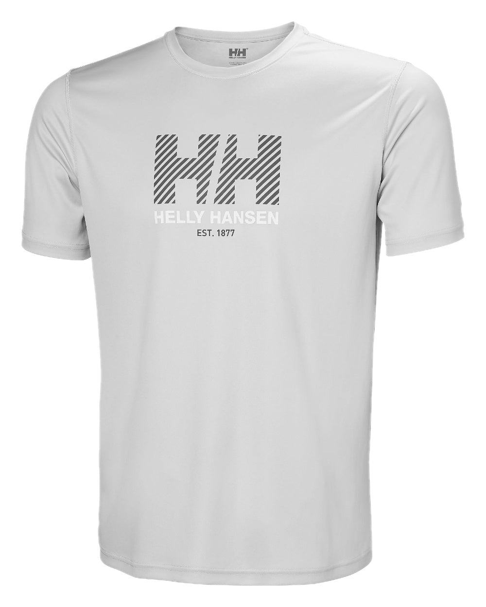 Grey Fog coloured Helly Hansen Mens Tech Graphic T-Shirt 2.0 on white background