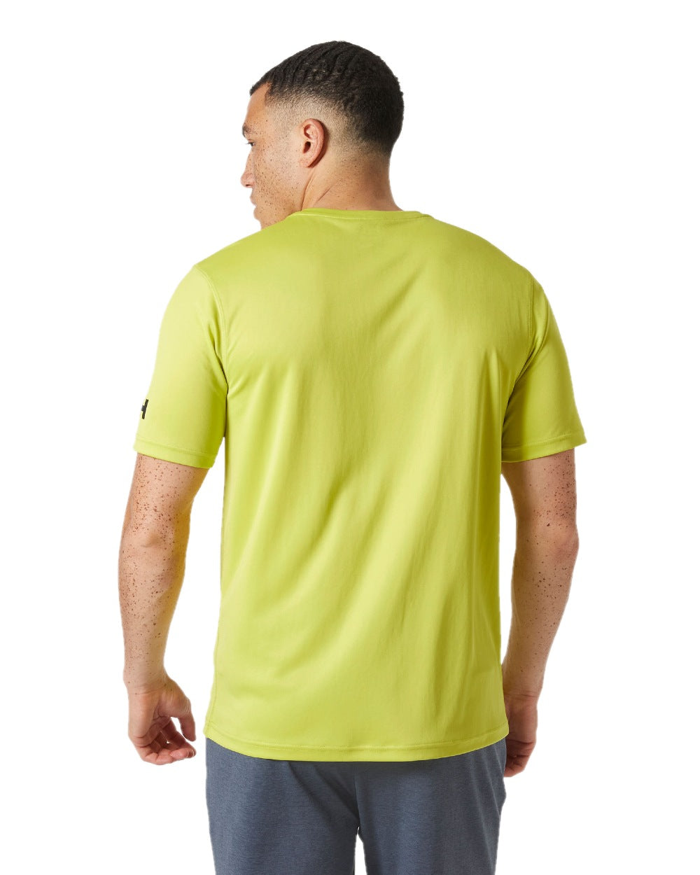 Cyber Lime coloured Helly Hansen Mens Tech T-Shirt 2.0 on white background