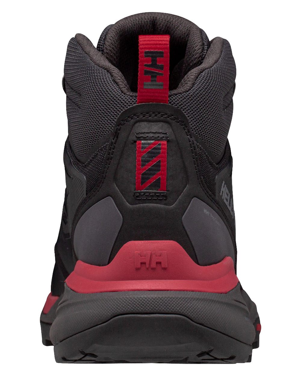 Black Red coloured Helly Hansen Mens Traverse Helly Tech Waterproof Hiking Shoes on white background