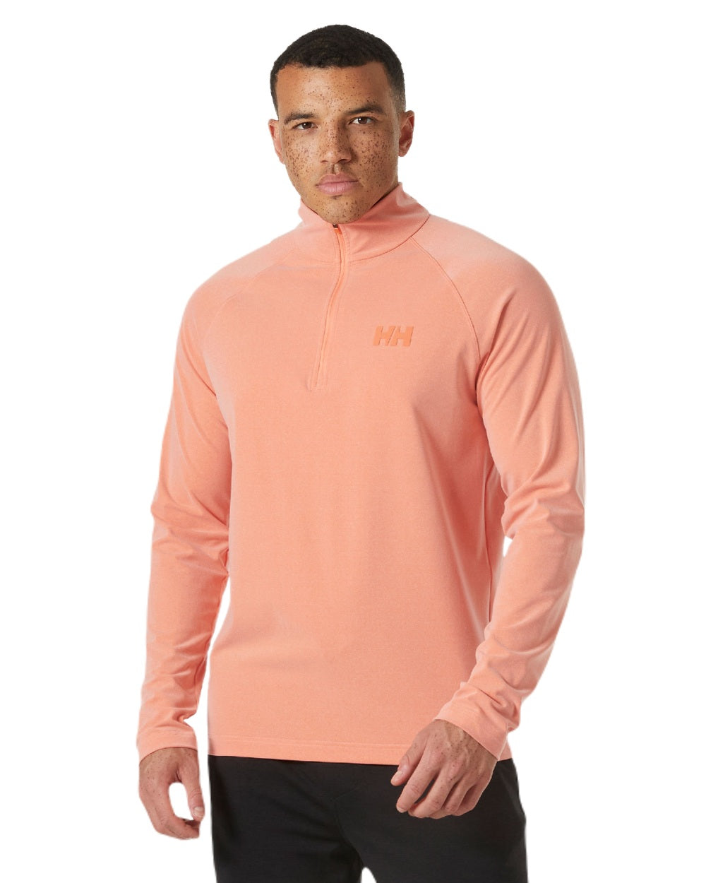 Bonfire Melange coloured Helly Hansen Mens Tyri Knit Half Zip Pullover on white background