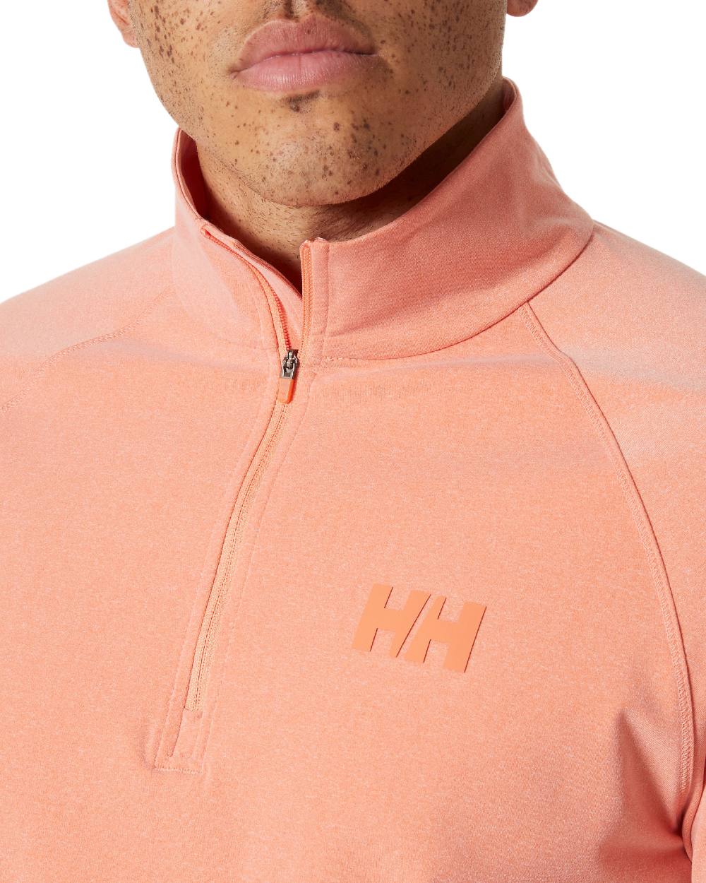 Bonfire Melange coloured Helly Hansen Mens Tyri Knit Half Zip Pullover on white background