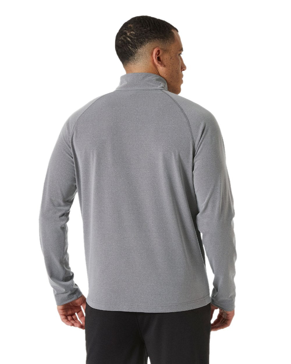 Ebony Melange coloured Helly Hansen Mens Tyri Knit Half Zip Pullover on white background