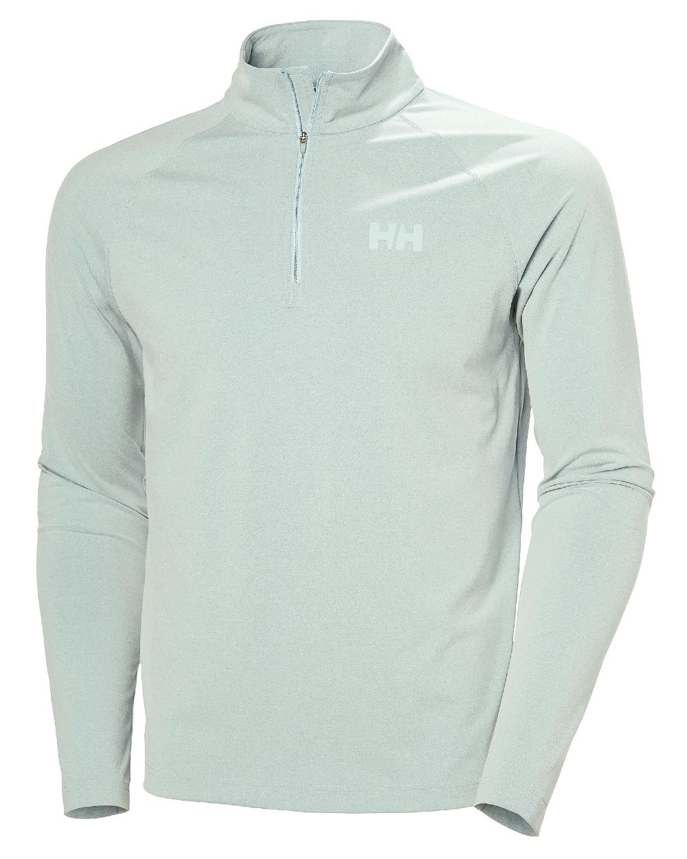 Green Mist Melange coloured Helly Hansen Mens Tyri Knit Half Zip Pullover on white background