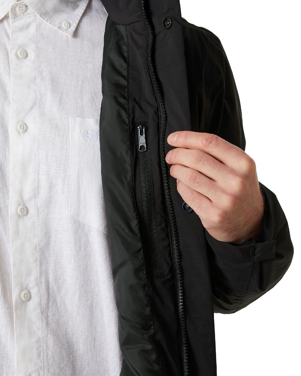 Black Coloured Helly Hansen Mens Urban Pro Insulated Raincoat on white background