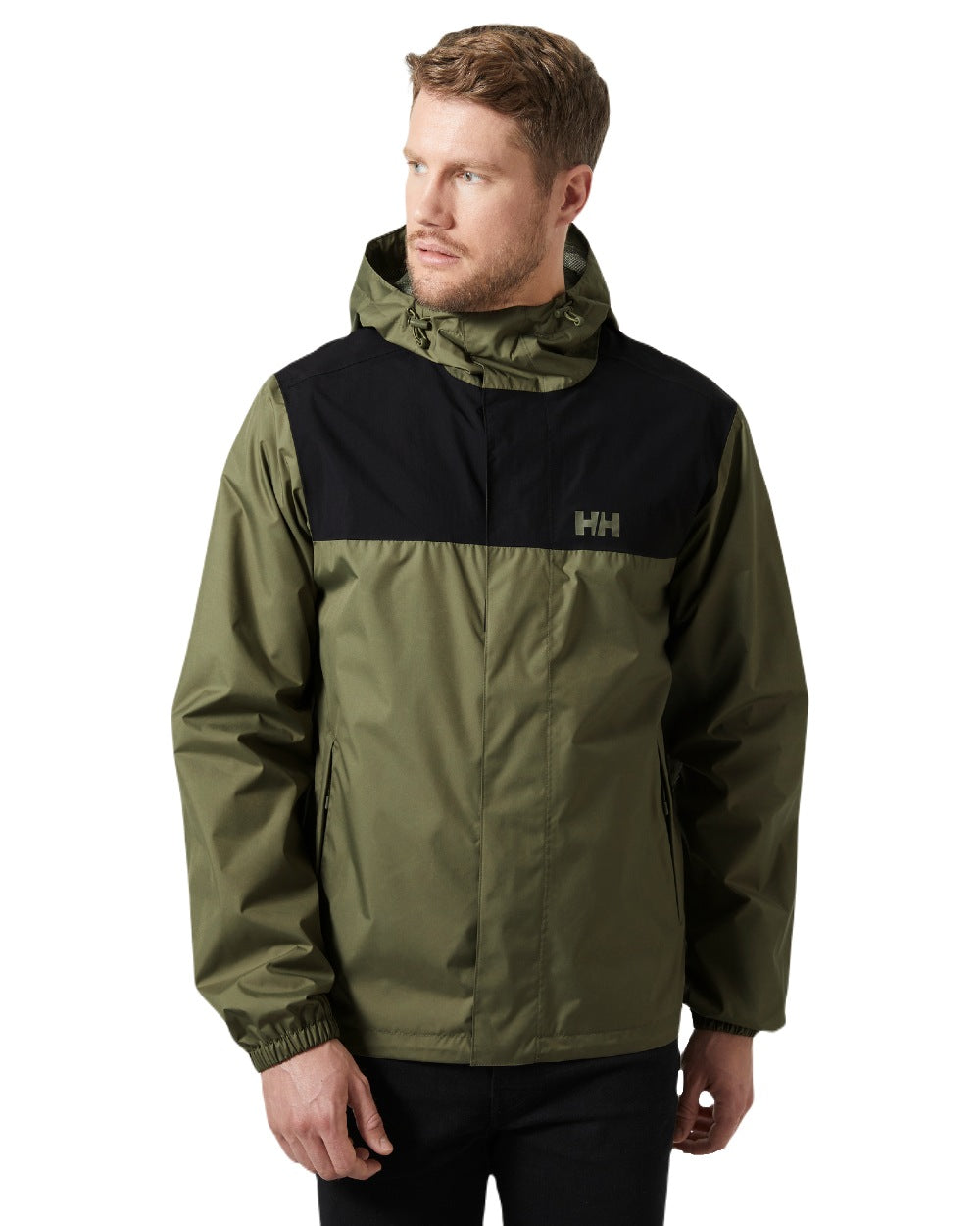Lav Green coloured Helly Hansen Mens Vancouver Rain Jacket on white background