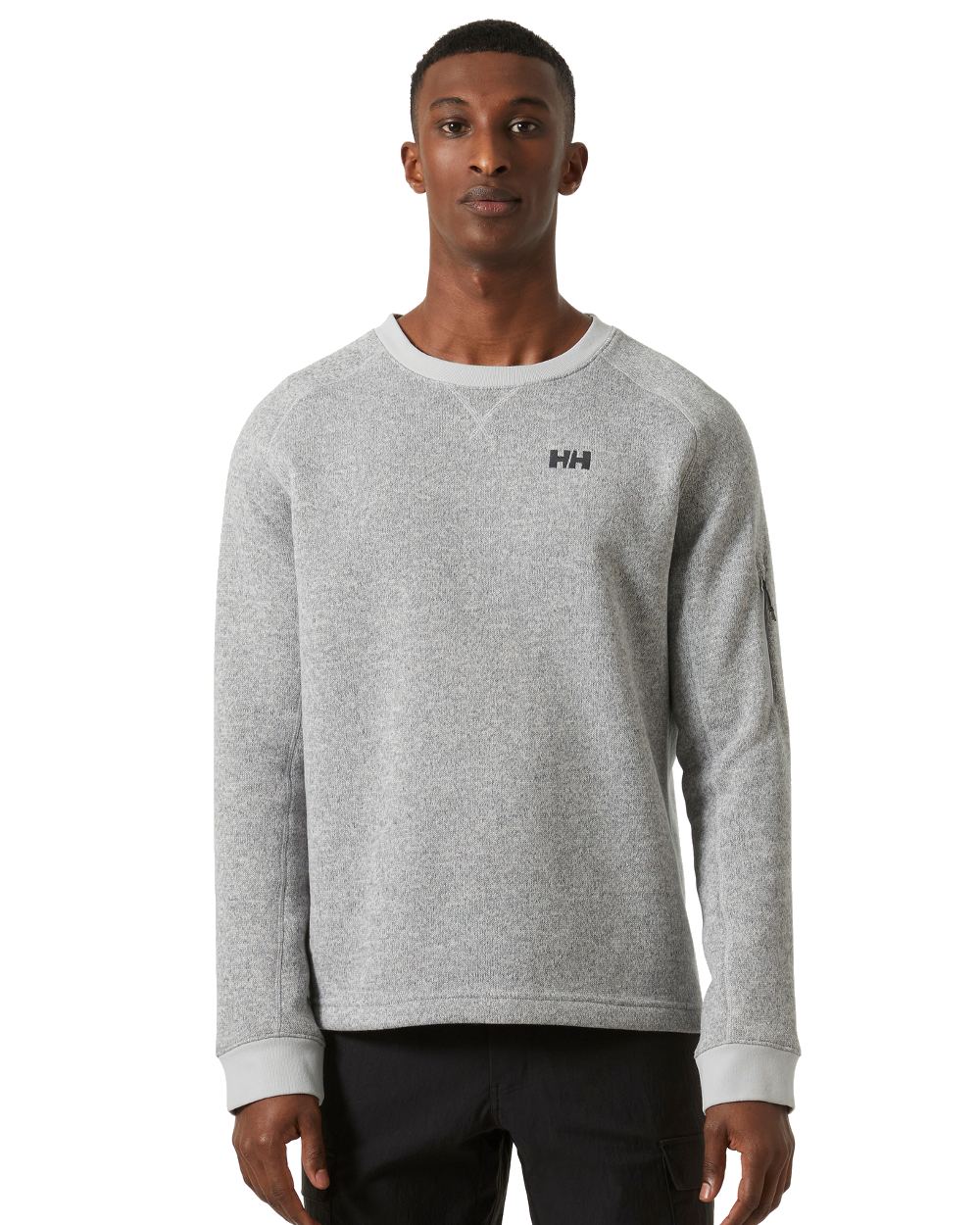 Grey Fog coloured Helly Hansen Mens Varde Crewneck on white background
