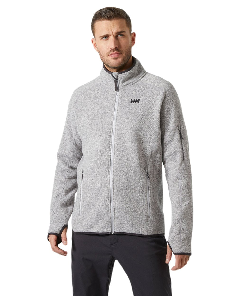 Grey Fog Coloured Helly Hansen Mens Varde Fleece Jacket 2.0 on white background