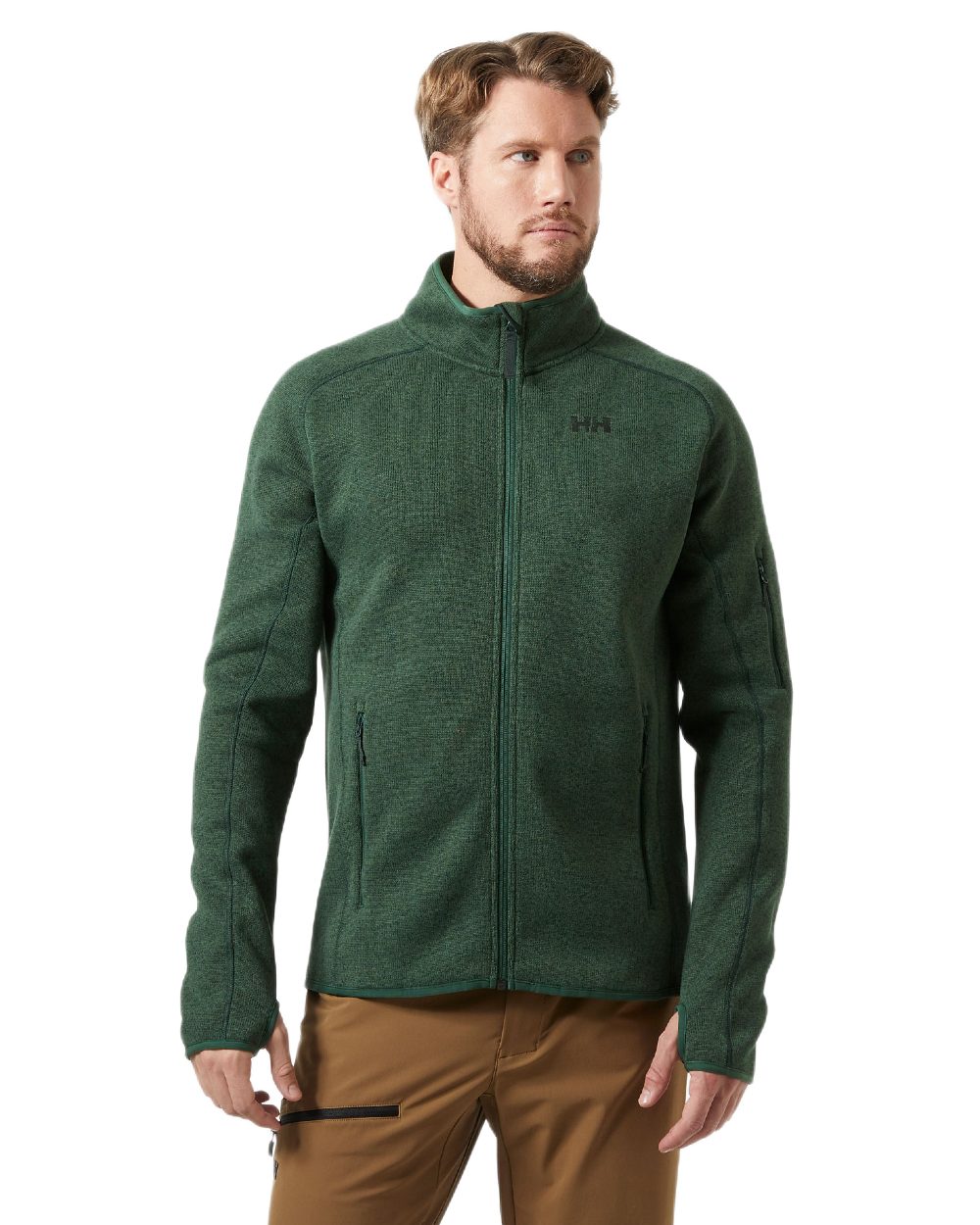 Jungle Green Coloured Helly Hansen Mens Varde Fleece Jacket 2.0 on white background