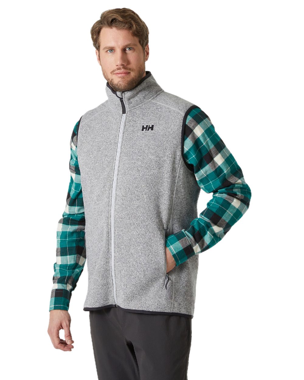 Grey Fog Coloured Helly Hansen Mens Varde Fleece Vest 2.0 on white background
