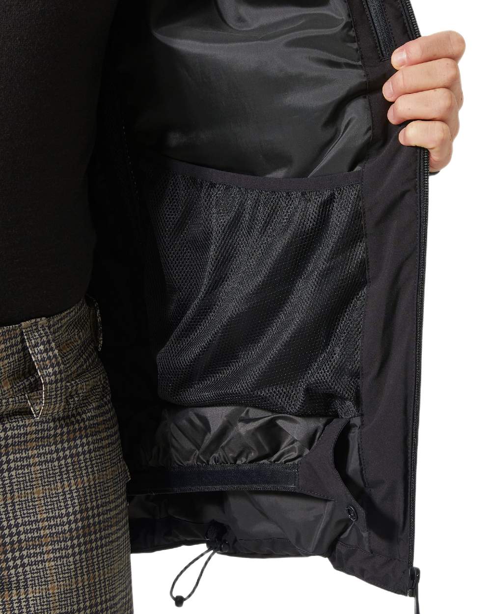Black Coloured Helly Hansen Panorama 2.0 Insulated Jacket on white background