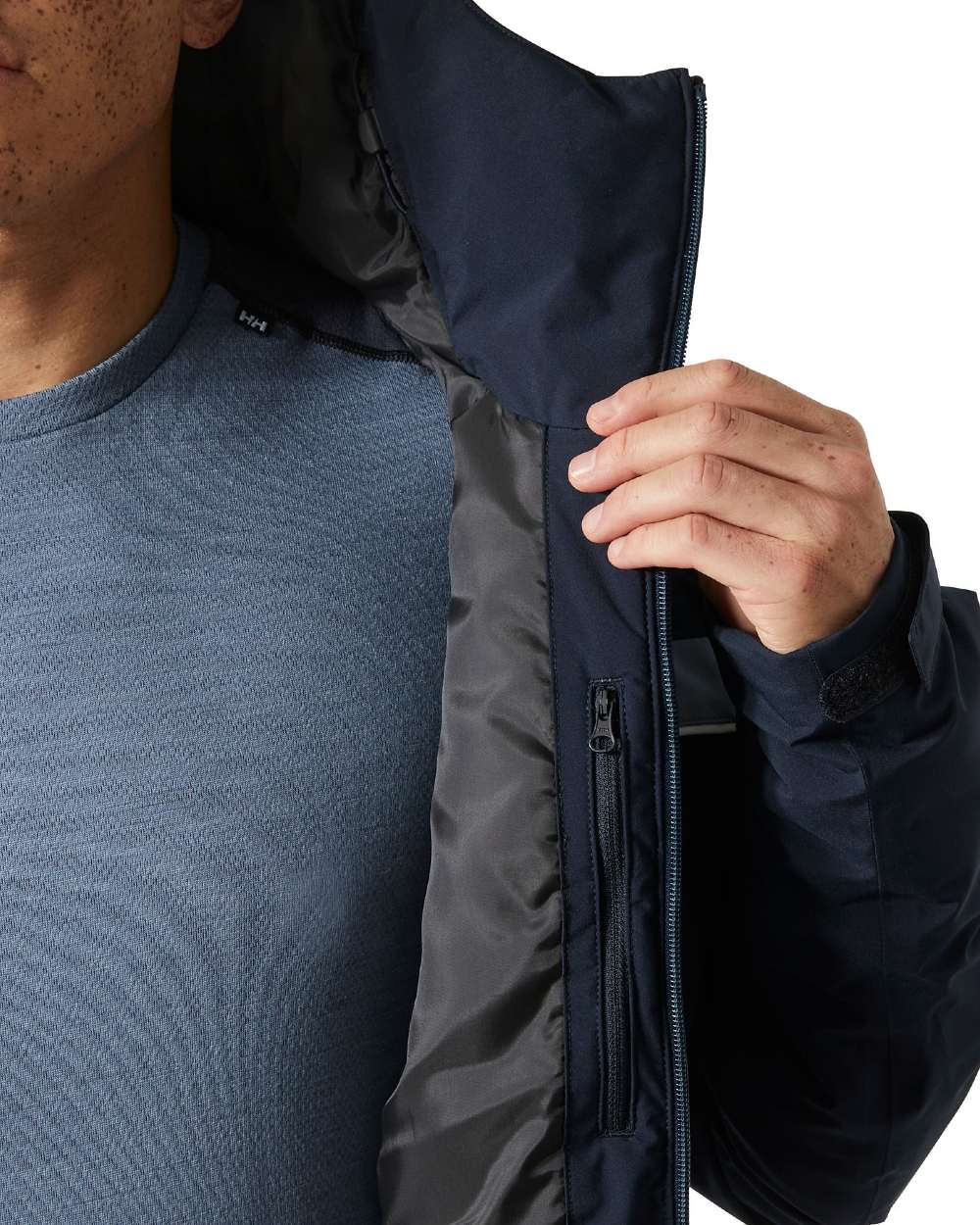 Navy Coloured Helly Hansen Panorama 2.0 Insulated Jacket on white background