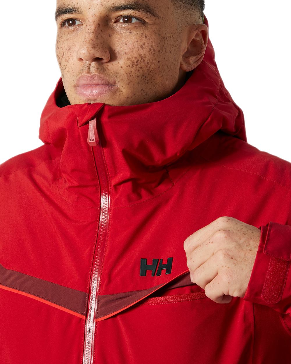 Red Coloured Helly Hansen Panorama 2.0 Insulated Jacket on white background