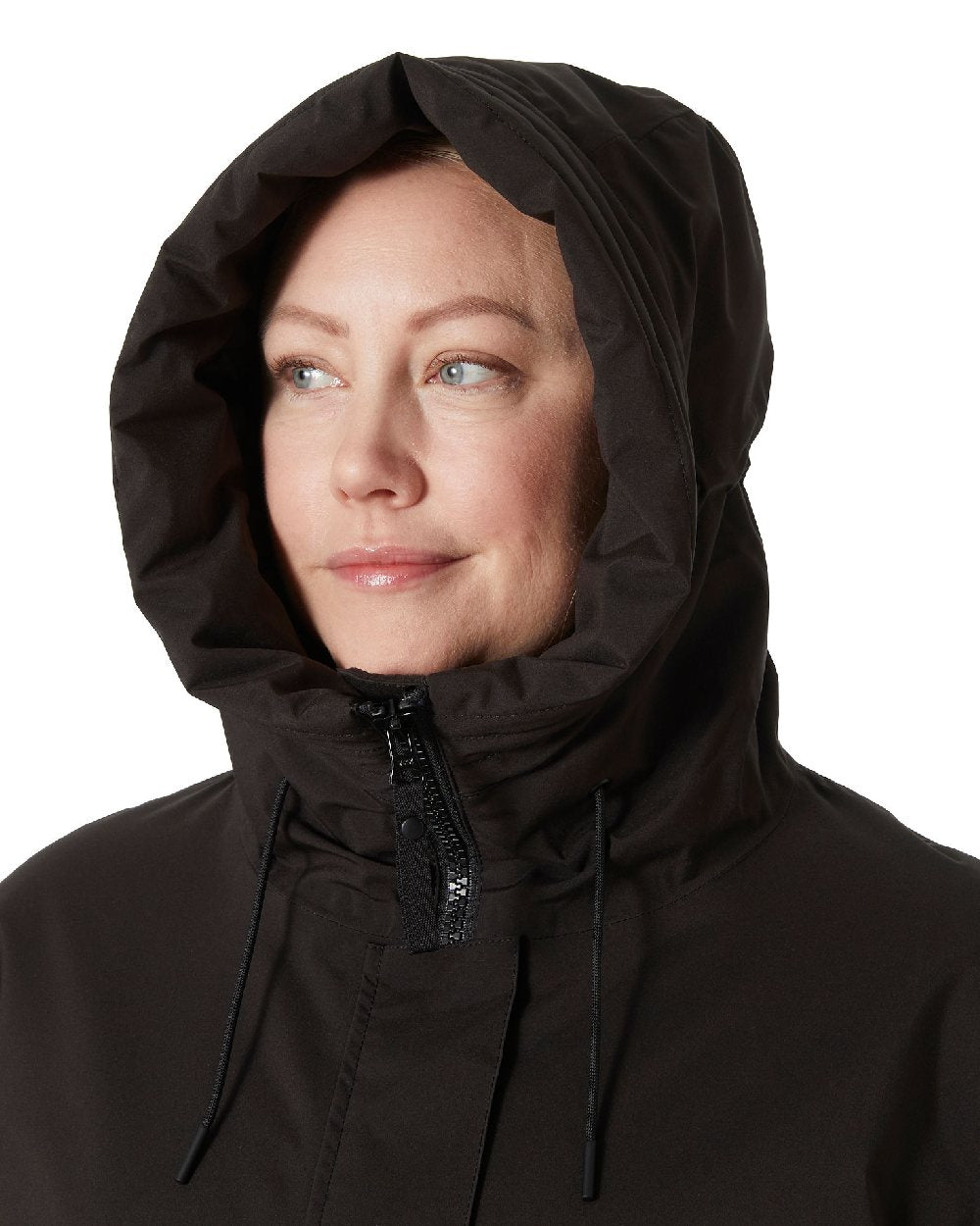 Black coloured Helly Hansen Victoria Insulated Rain Coat on white background