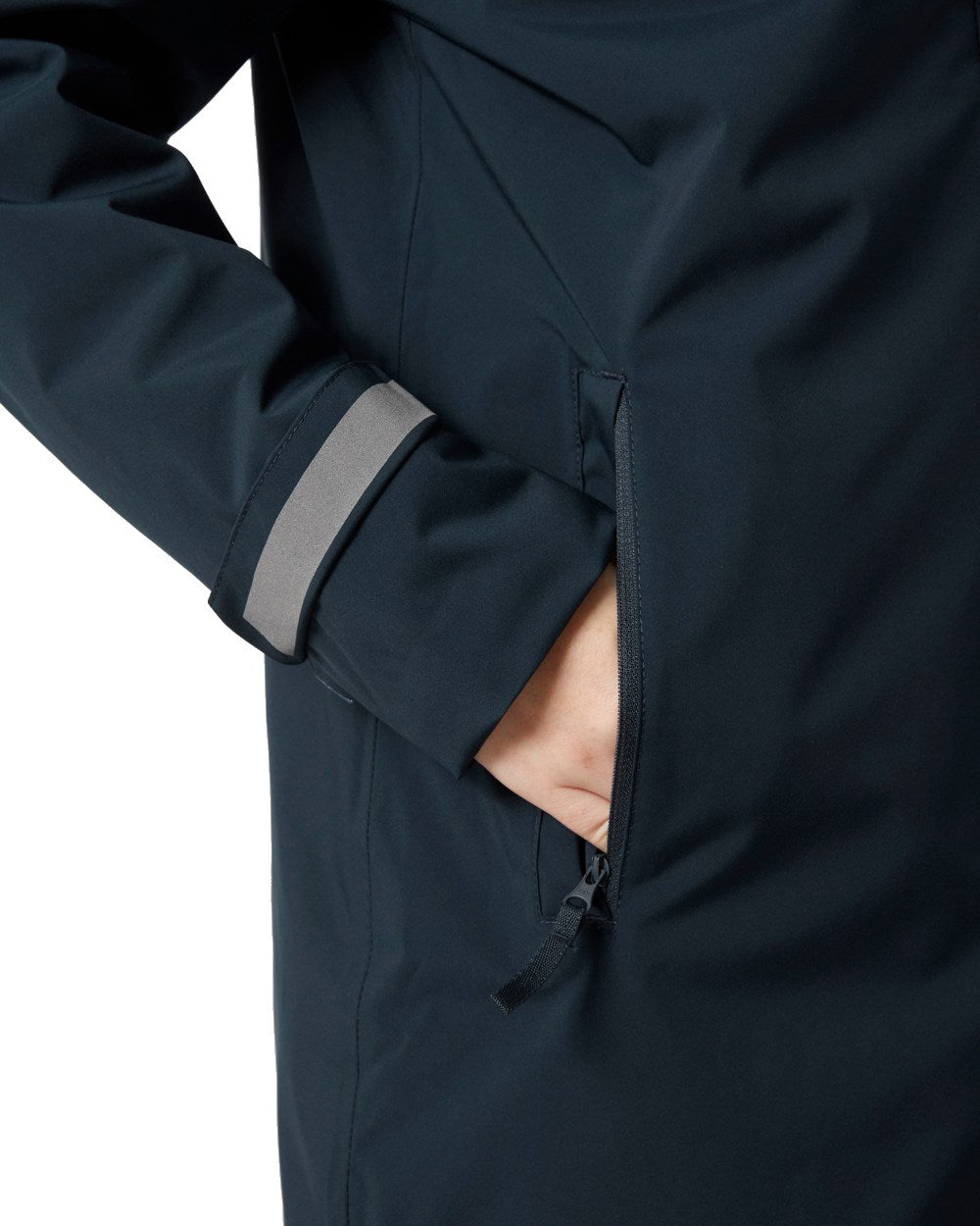 Navy coloured Helly Hansen Victoria Insulated Rain Coat on white background