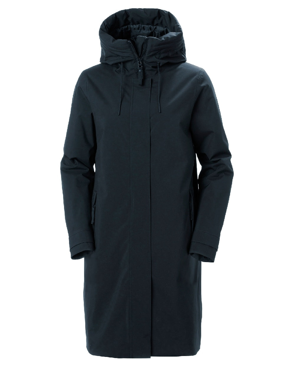 Navy coloured Helly Hansen Victoria Insulated Rain Coat on white background