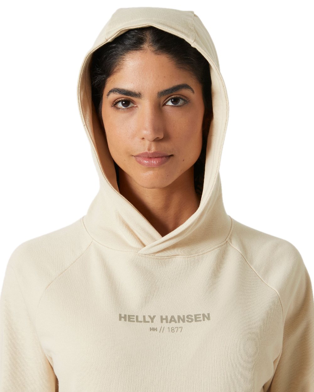 Cream coloured Helly Hansen Womens Core Hoodie on white background