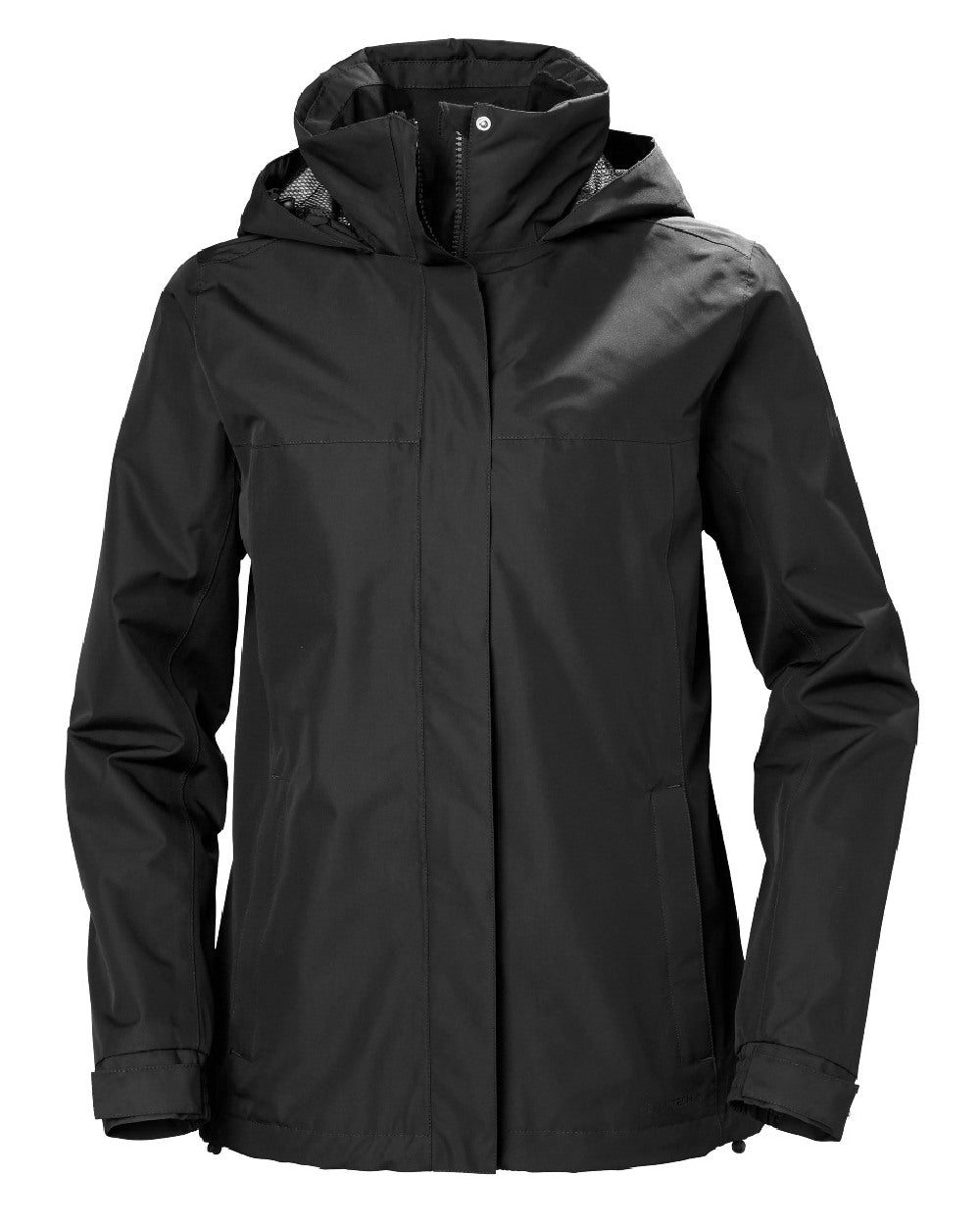 Black coloured Helly Hansen Womens Aden Rain Jacket on white background