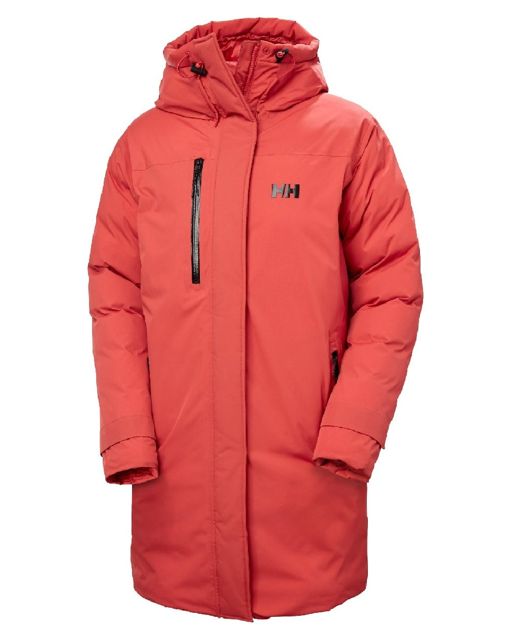 Poppy Red coloured Helly Hansen Womens Adore Helly Tech Parka on white background