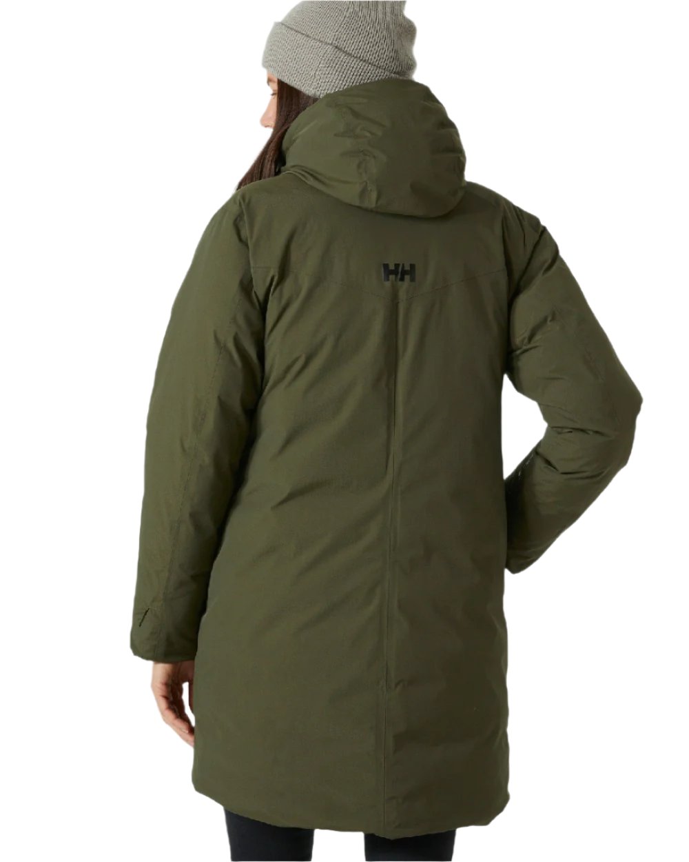 Utility Green coloured Helly Hansen Womens Adore Helly Tech Parka on white background