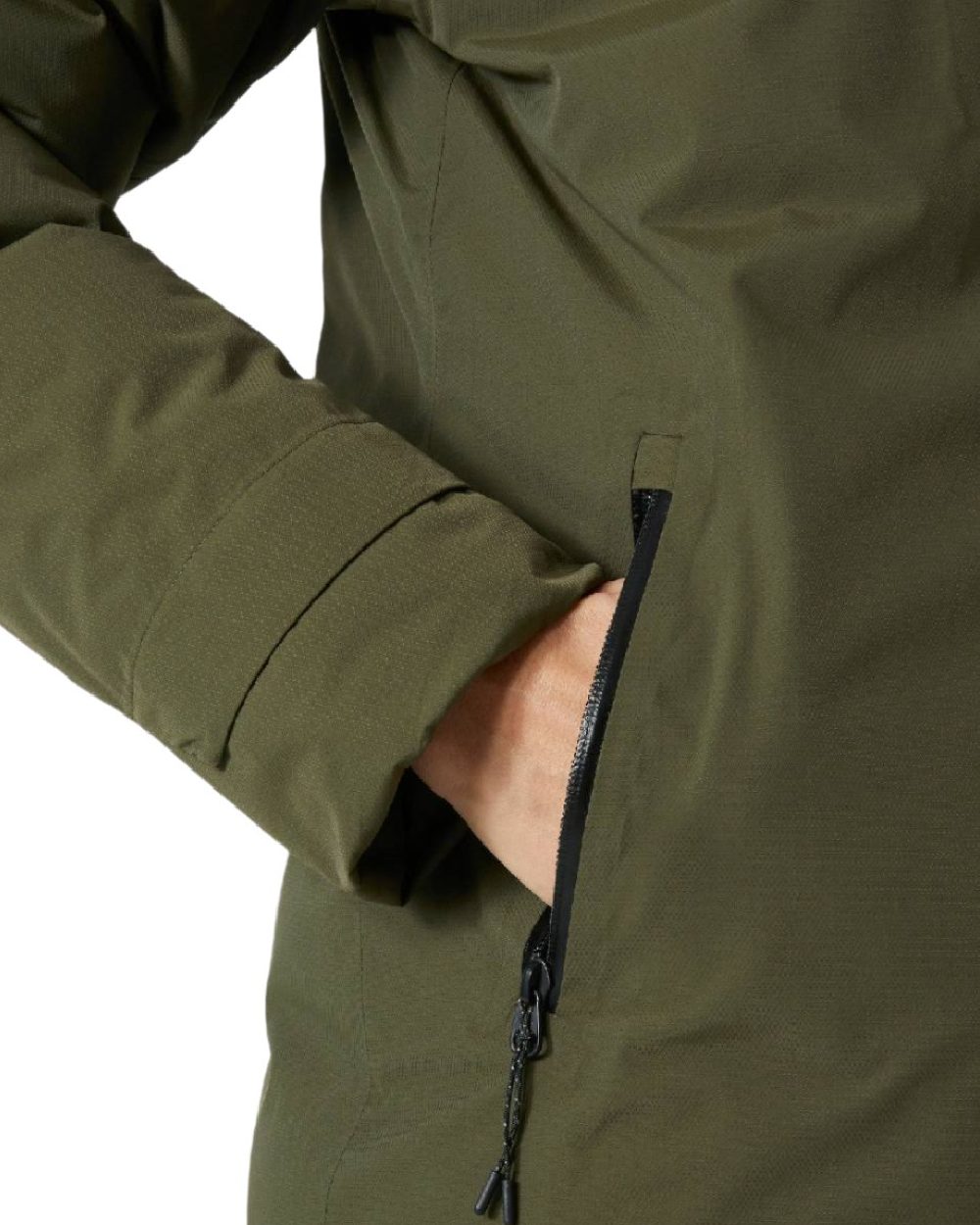 Utility Green coloured Helly Hansen Womens Adore Helly Tech Parka on white background