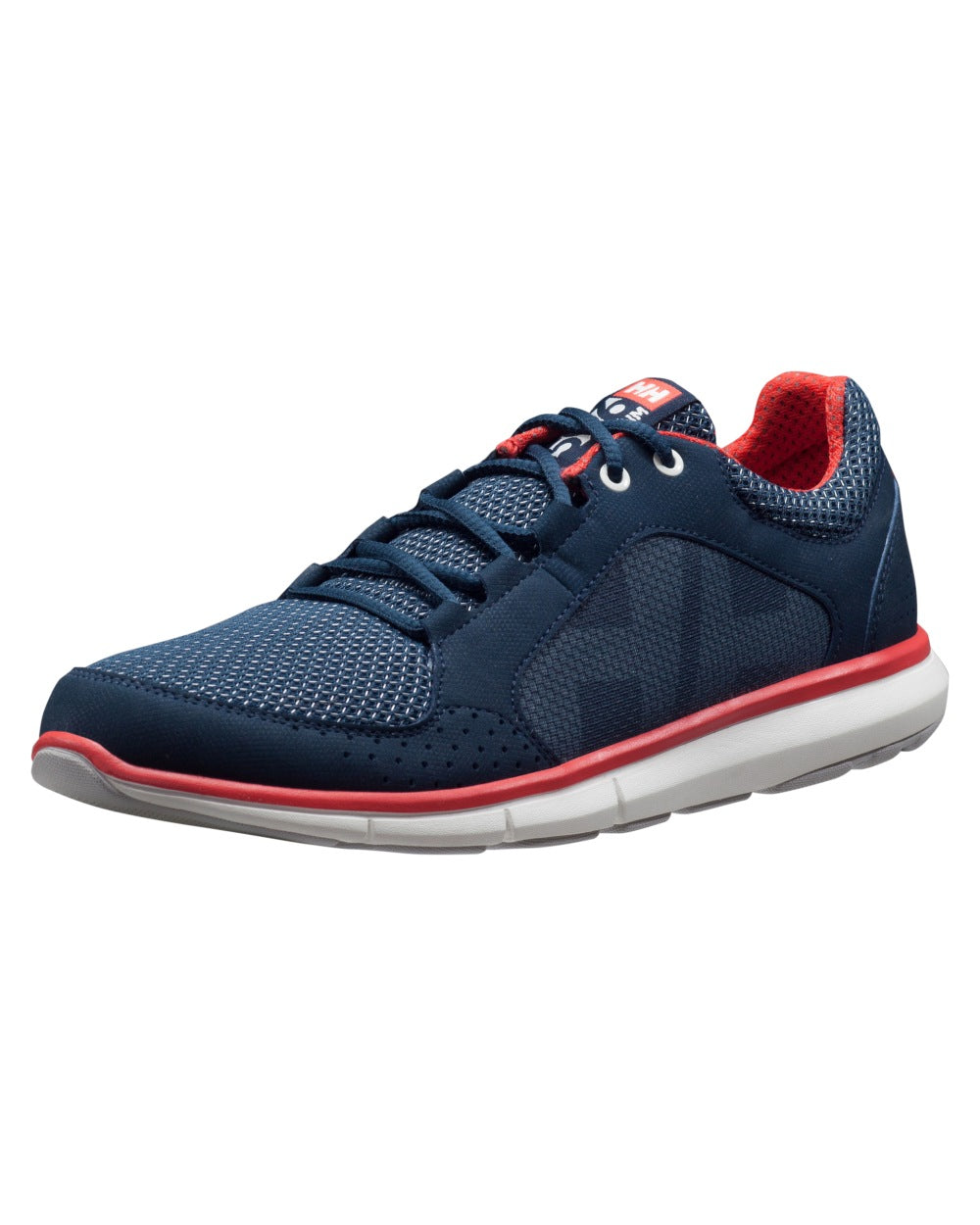 Navy Off Coloured Helly Hansen Womens Ahiga V4 HP Aqua Trainers on White Background