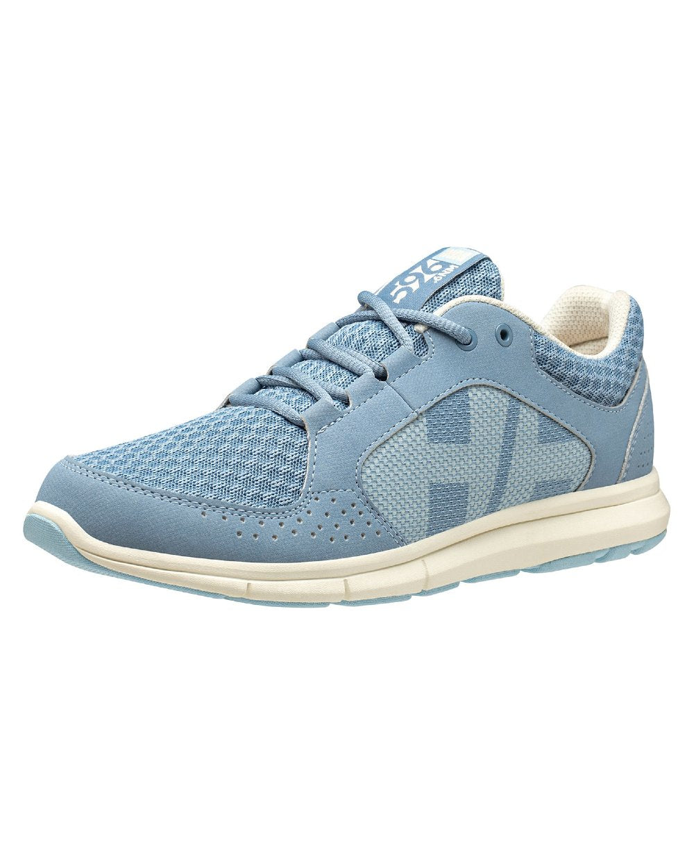 Windy Blue Coloured Helly Hansen Womens Ahiga V4 HP Aqua Trainers on White Background