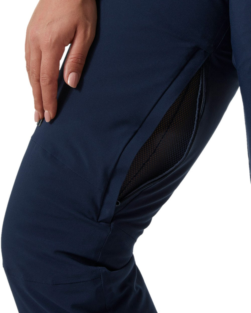 Navy Coloured Helly Hansen Womens Alphelia 2.0 Insulated Ski Pants on white background