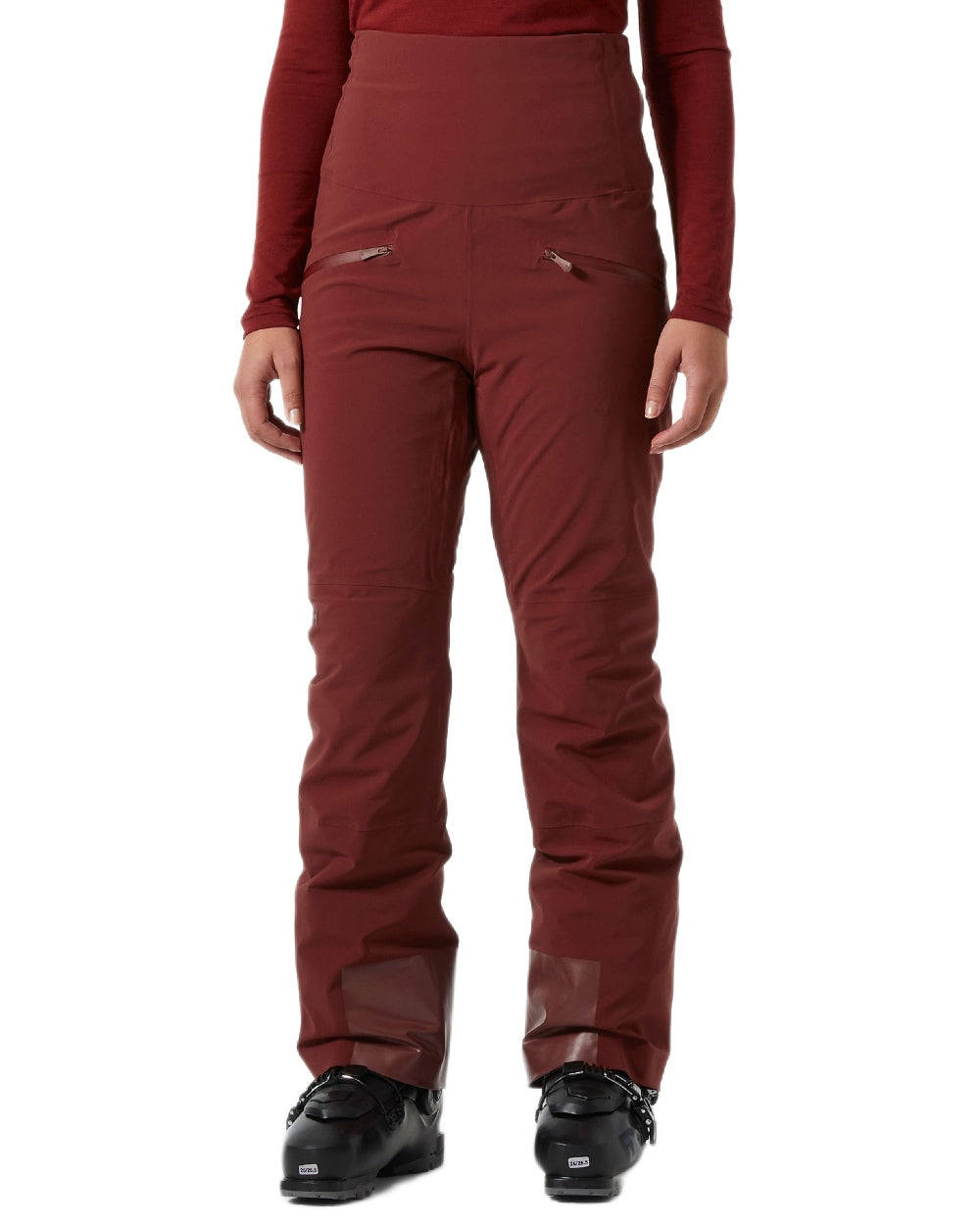 Mars Red Coloured Helly Hansen Womens Alphelia High Waist Insulated Pants on white background