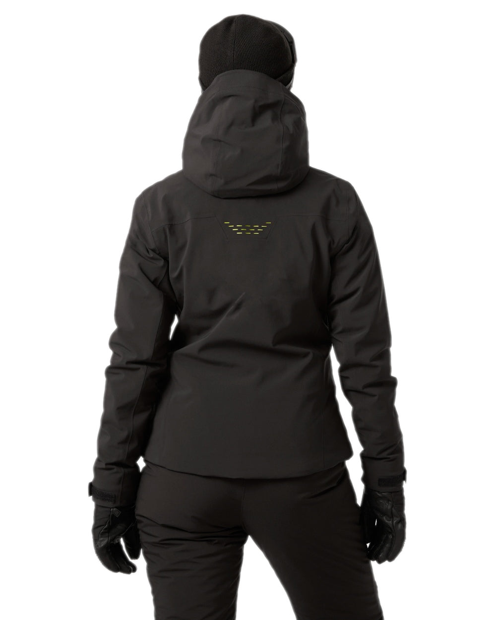 Black Coloured Helly Hansen Womens Alphelia Lifaloft Ski Jacket on white background