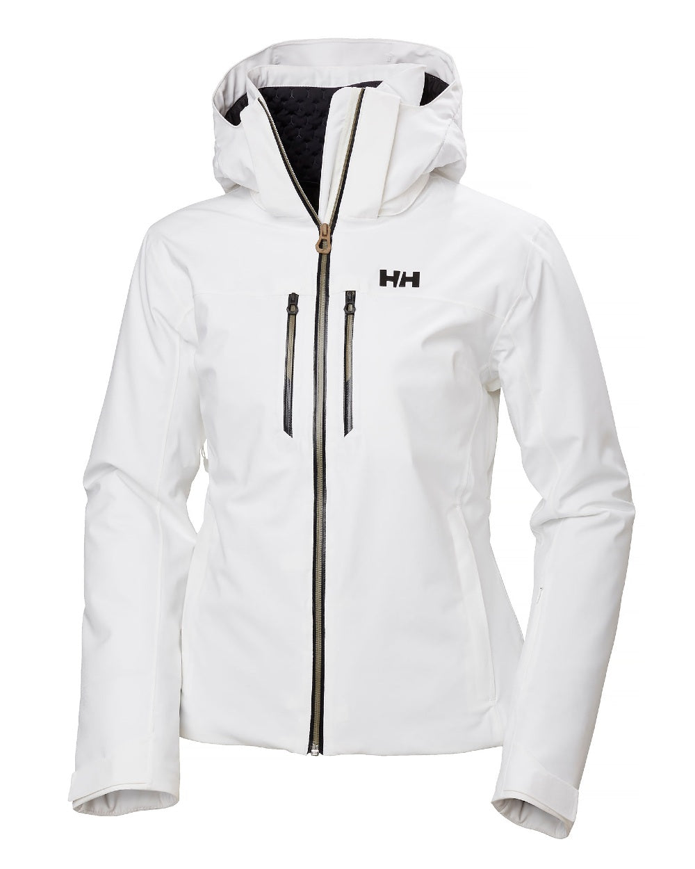 White Coloured Helly Hansen Womens Alphelia Lifaloft Ski Jacket on white background